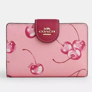Coach Medium Corner Zip Wallet With Cherry Print